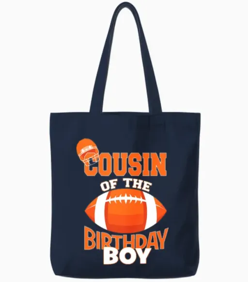 Cousin of the Birthday Boy American Football Kid P Tote Bags in Navy