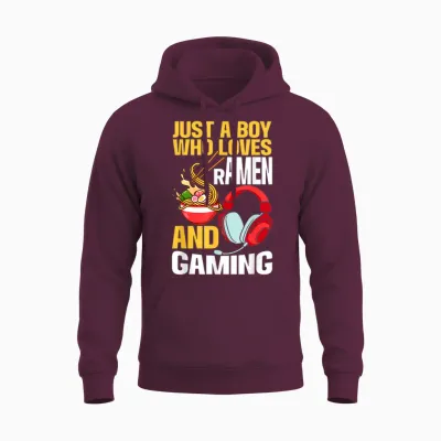 Just a Boy Who Loves Ramen and Gaming Japan Anime Video Game Unisex Hoodie - Maroon