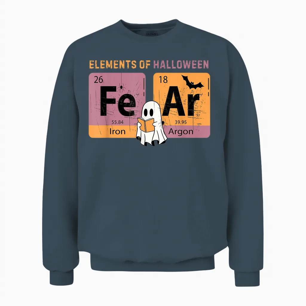 Elements of Halloween Fear Periodically Halloween Chemistry Unisex Sweatshirt in Dark Heather