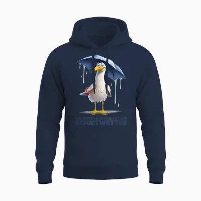 Schietwetter Saying - Seagull North Coast Beach Sea Funny Unisex Hoodie - Navy