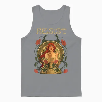 Resist Art Nouveau Mucha Anti-Trump Women Feminist Resist Unisex Tank Top - Sport Grey