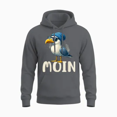 T-Shirt Moin Seagulls North Germany Greetings Baltic Sea North Sea Moin Greetings Unisex Hoodie - Charcoal