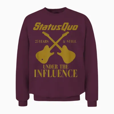 Status Quo Influence Guitars Black Unisex Sweatshirt - Maroon