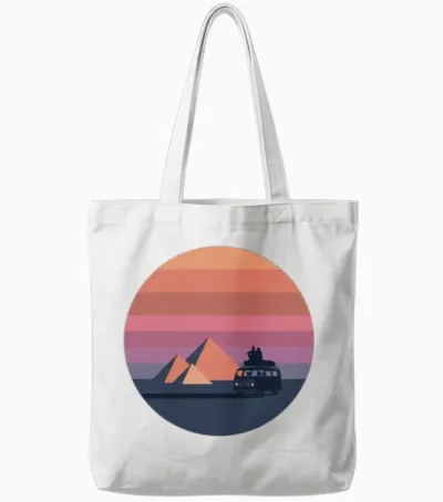 Volkswagen Vw T2a Camper with Pyramids Tote Bags - White