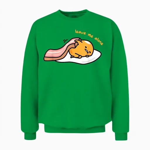 Gudetama Leave Me Alone Unisex Sweatshirt in Irish Green