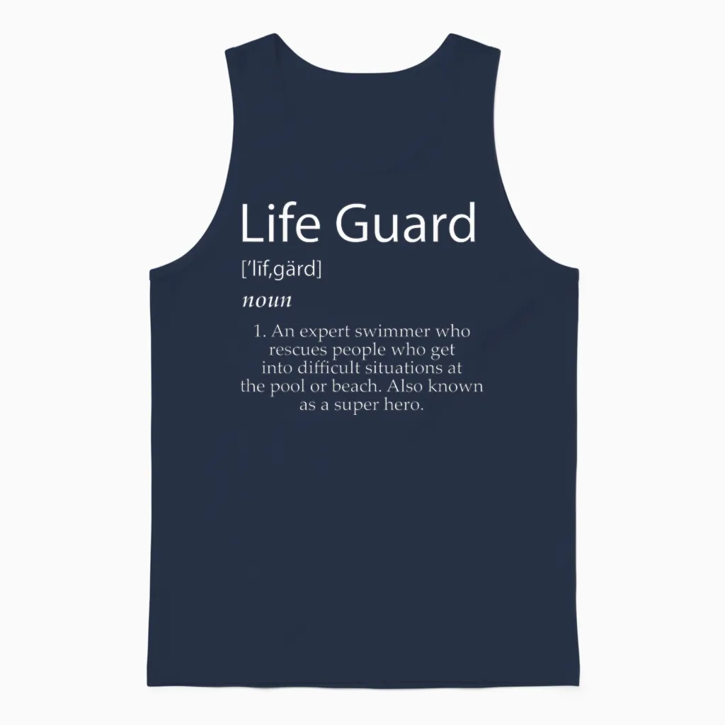 Lifeguard Definition: Expert Swimmer Super Hero Lifeguarding Unisex Tank Top in Navy
