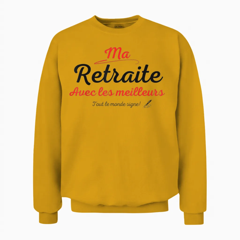 Signing Retirement Gift Retirement Signature T-Shirt, White Unisex Sweatshirt in Gold
