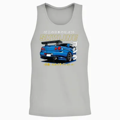 Retro Vintage Japanese Skyline Jdm Ride Legendary Race Car Unisex Tank Top - Ash