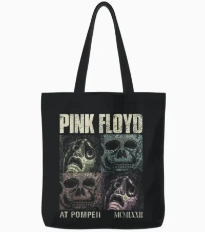 Pink Floyd in Concert at Pompéi Memento Mori T-Shirt, Black, S Tote Bags - Black