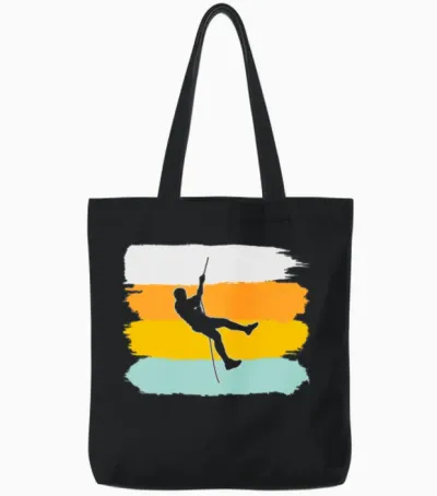Climbing Retro Tote Bags - Black