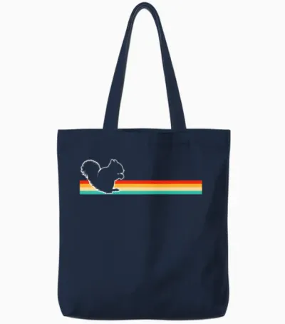 Squirrel Retro Tote Bags - Navy