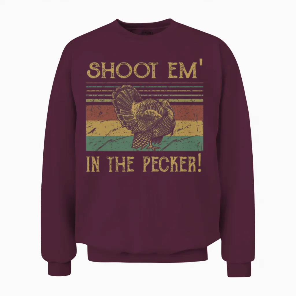Funny Turkey Hunting Unisex Sweatshirt in Maroon
