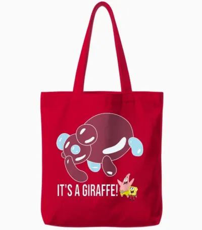 Spongebob & Patrick - It's a Giraffe! Tote Bags - Red