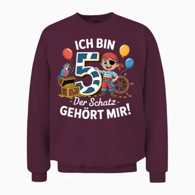 Ich Bin 5 Der Schatz Gehört Mir Piraten 5 Geburtstag Junge Unisex Sweatshirt - Maroon