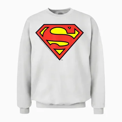 Dc Comics Superman Classic Chest Logo T-Shirt Small Unisex Sweatshirt - White