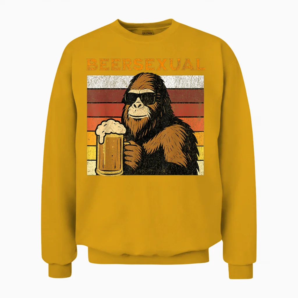 I'm Beersexual Funny Beer Lover Beersexual Flag Colors Unisex Sweatshirt in Gold