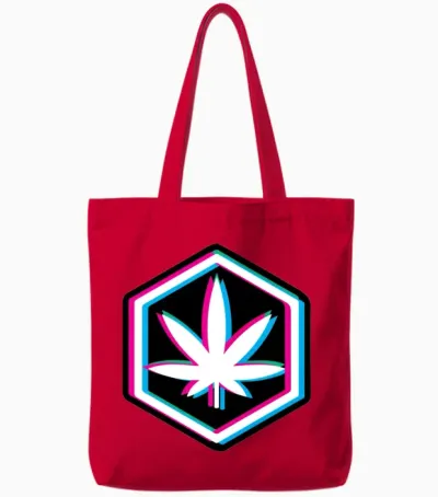 Psychedelic Weed Tote Bags - Red