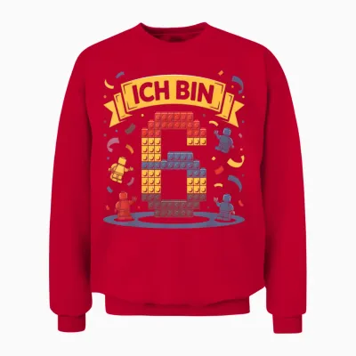 Ich Bin 6 Bausteine 6 Geburtstag Jungen Mädchen Geburtstag Unisex Sweatshirt - Red