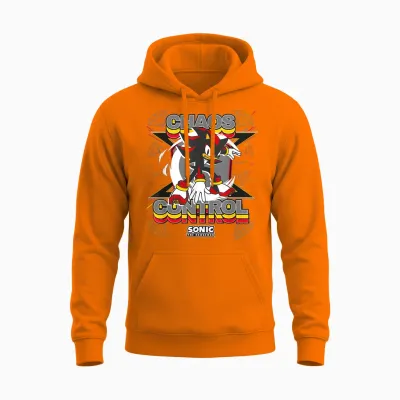 Sonic the Hedgehog - Shadow the Hedgehog Chaos Control T-Shirt, Black, S Unisex Hoodie - Safety Orange