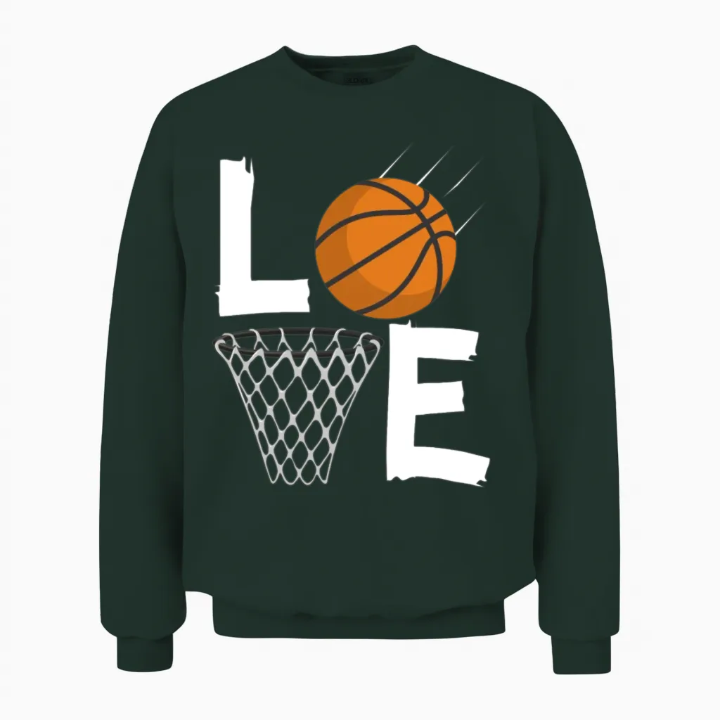 Women Girls Love Basketball Bball Unisex Sweatshirt - Forest