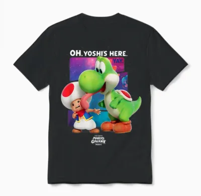 The Super Mario Galaxy Movie Toad and Yoshi Galaxy Fun Unisex T-Shirt - Black