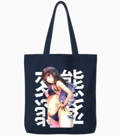 Anime Girl Lewd Kawaii Waifu Japonais Otaku Manga Tote Bags - Navy