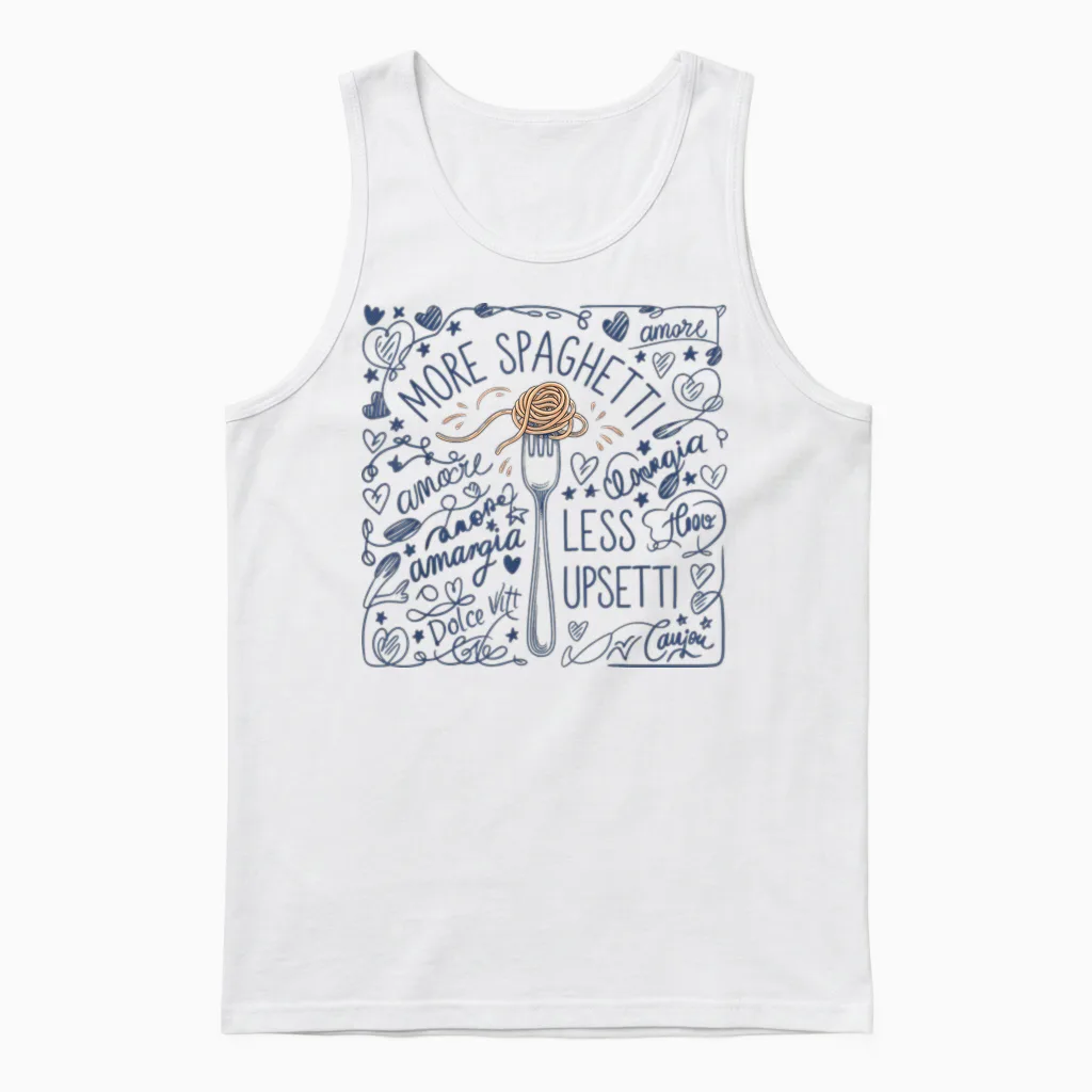 Italien Tshirt Italienische Flagge Italia Italy Spaghetti Unisex Tank Top in White