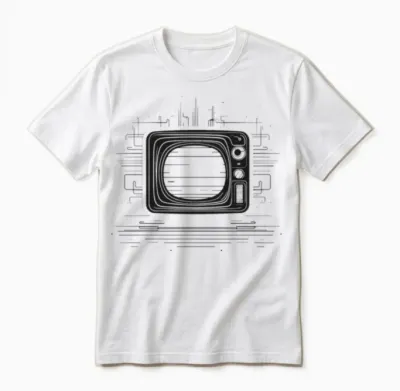 Retro Tv Drawing Unisex T-Shirt - White