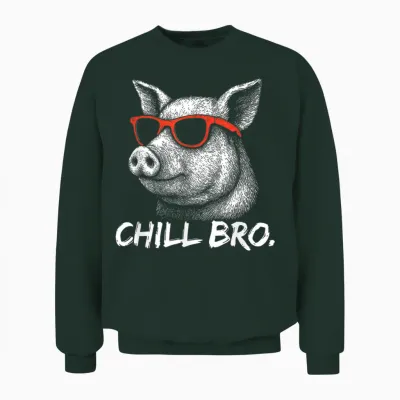 Chill Bro – Lustiges Schwein Mit Sonnenbrille Gamer Unisex Sweatshirt - Forest