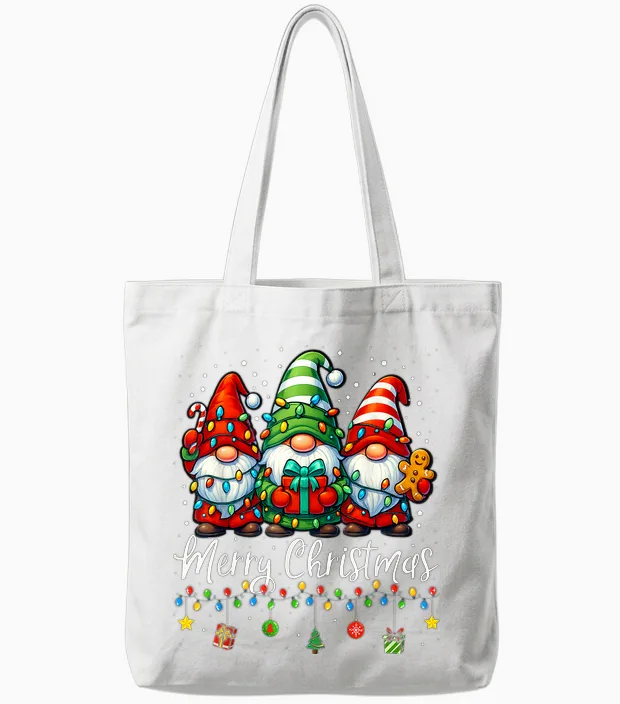 Gnomes Xmas Shirts Merry Christmas Gnome Men Women Tote Bags in White