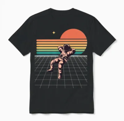 Retro Astronaut Unisex T-Shirt - Black