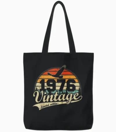 Vintage 1976 Anniversaire 50 Ans Cadeau Pour Hommes Femmes Tote Bags - Black