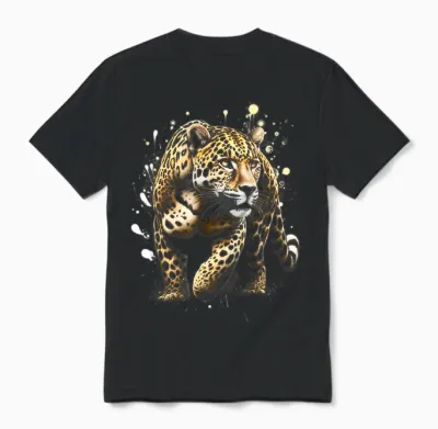Cooler Leopard Mit Kunstvollen Farbspritzern Unisex T-Shirt - Black
