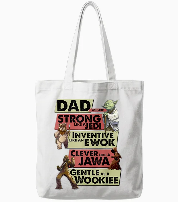 Star Wars Vatertag Dad You Are Strong Like a Jedi Tote Bags in White