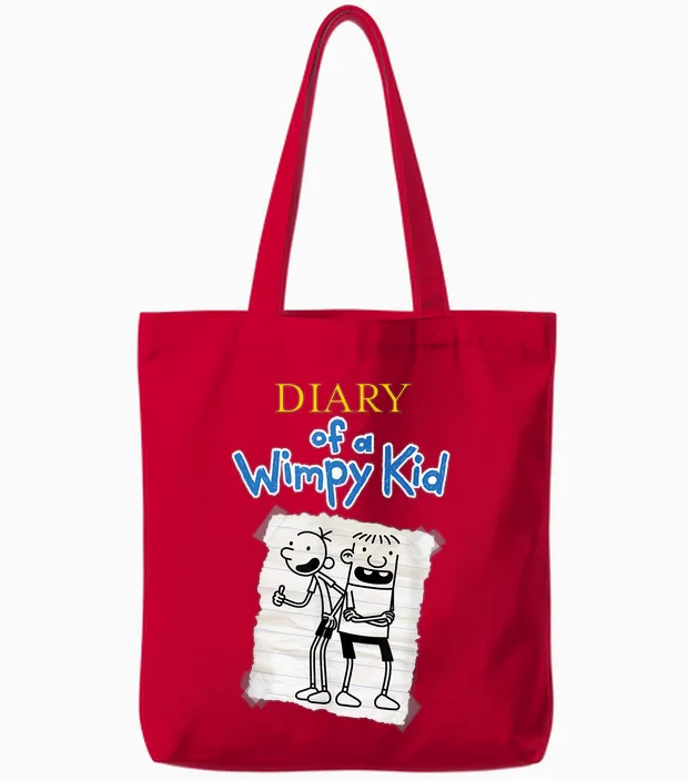 Diary of a Wimpy Kid Best Friends Sketch with Logo Funny Tote Bags in Red