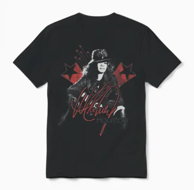 Whitney Houston Picture and Signature Unisex T-Shirt - Black