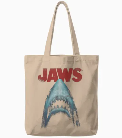 Jaws Classic Movie Poster Close-Up Tote Bags - Natural