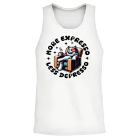 More Expresso Less Depresso Unisex Tank Top - White – 2
