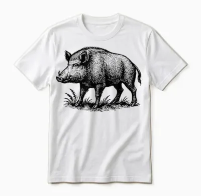 Wild Boar Hunting Gift, Wild Pig Hunter Outfit for Men and Women Unisex T-Shirt - White
