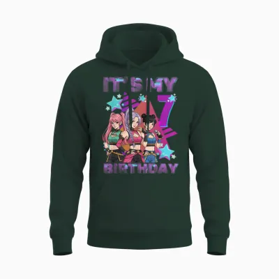 7 Years Birthday K-Pop Kids 7th Birthday Girl K-Pop Unisex Hoodie - Forest
