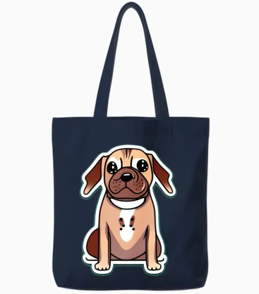 Dog Funny Cute, Dogs Puppy, Animal Dog Lover Tote Bags - Navy