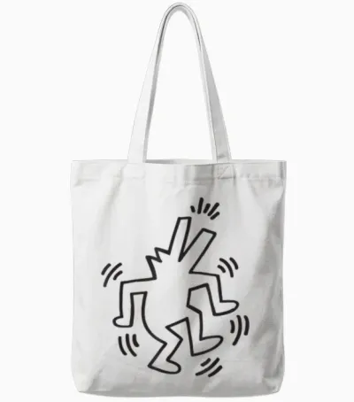 Keith Haring Tanzende Hunde-Kunstwerk Tote Bags - White
