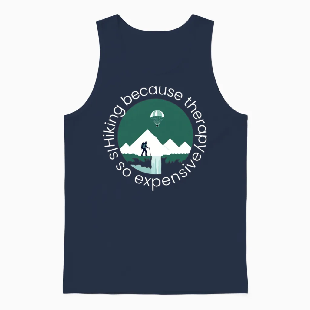 Hike or Die but Mostly Hiking Unisex Tank Top in Navy