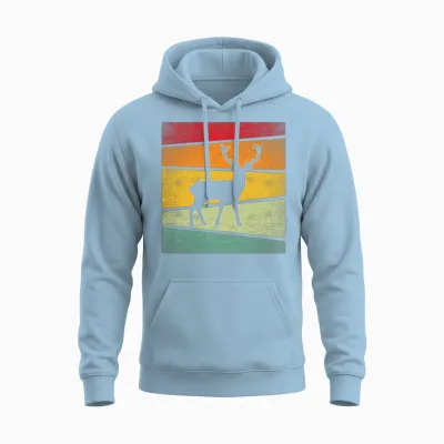 Deer Retro Unisex Hoodie - Light Blue