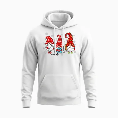 Nurse Christmas Gnomes Xmas Scrub Top Er Rn Nursing Gnomies Unisex Hoodie - White