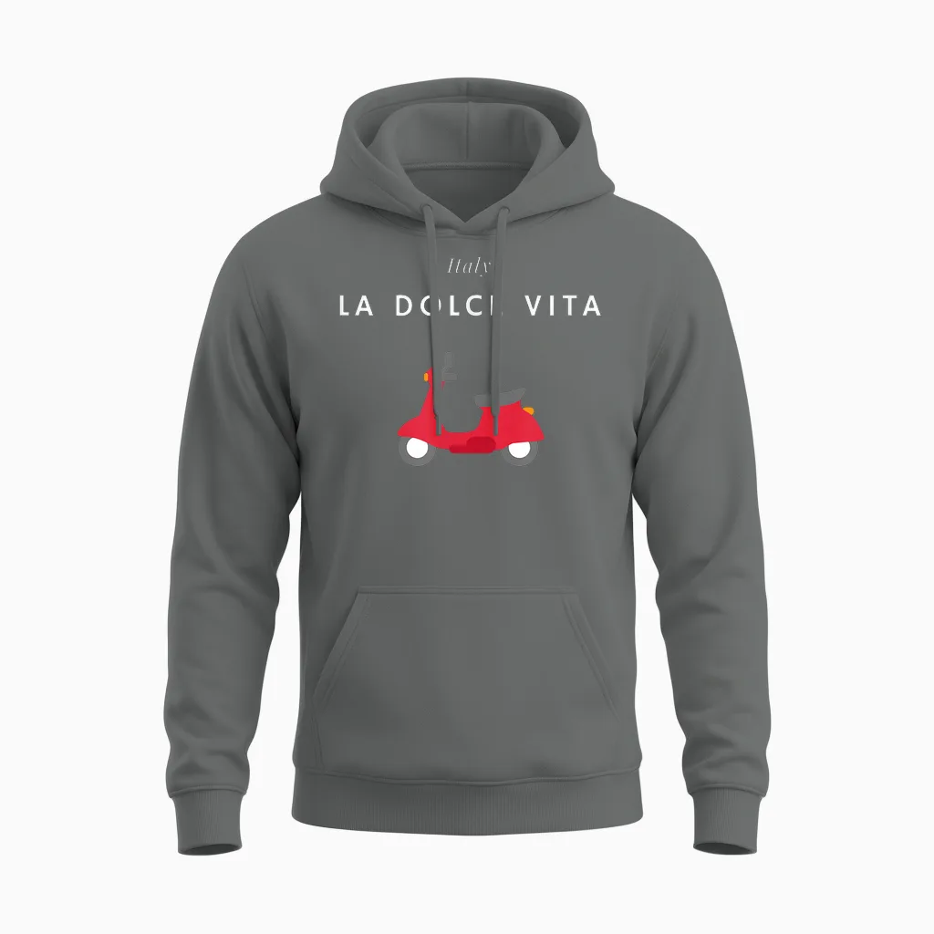 La Dolce Vita - Italy, Scooter, Italy Holidays T-Shirt, Black Unisex Hoodie in Graphite Heather