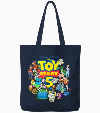 Disney and Pixar's Toy Story 5 Logo & Character Collage Tote Bags - Navy