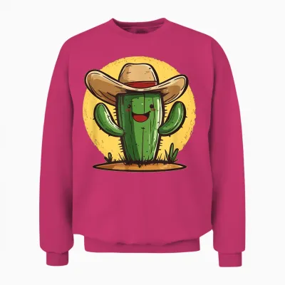 Cool Cactus with Cowboy Hat Shines in Outfits Unisex Sweatshirt - Heliconia