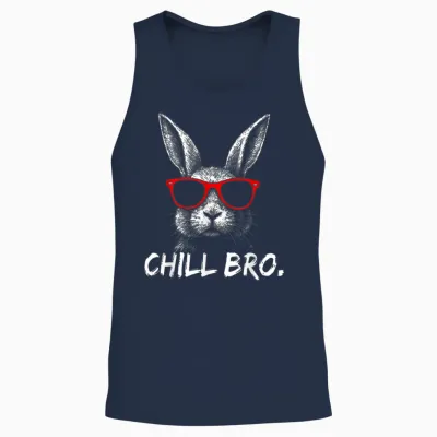 Chill Bro Cool Rabbit with Sunglasses Gamer Rabbit Easter Unisex Tank Top - Navy