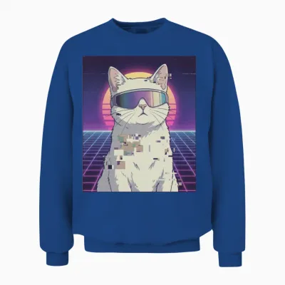 Retro Neon Cat Unisex Sweatshirt - Royal